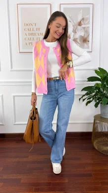 Wiskozowa kamizelka Sophia w romby