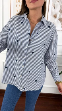 Bawełniana koszula Linda granatowe serce