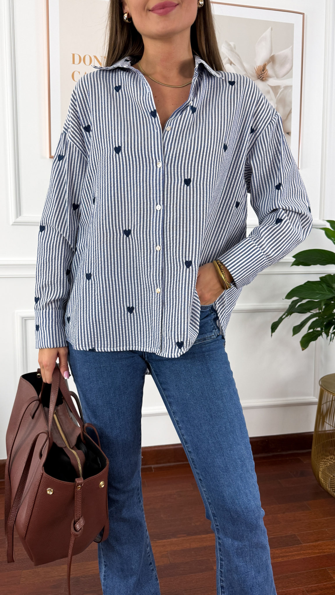 Bawełniana koszula Linda granatowe serce