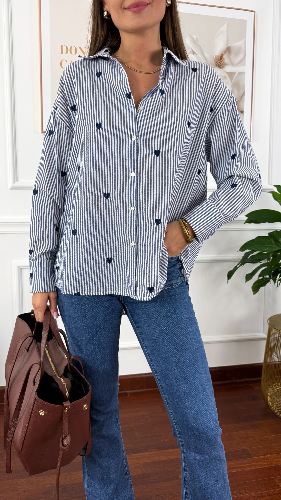 Bawełniana koszula Linda granatowe serce