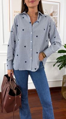 Bawełniana koszula Linda granatowe serce