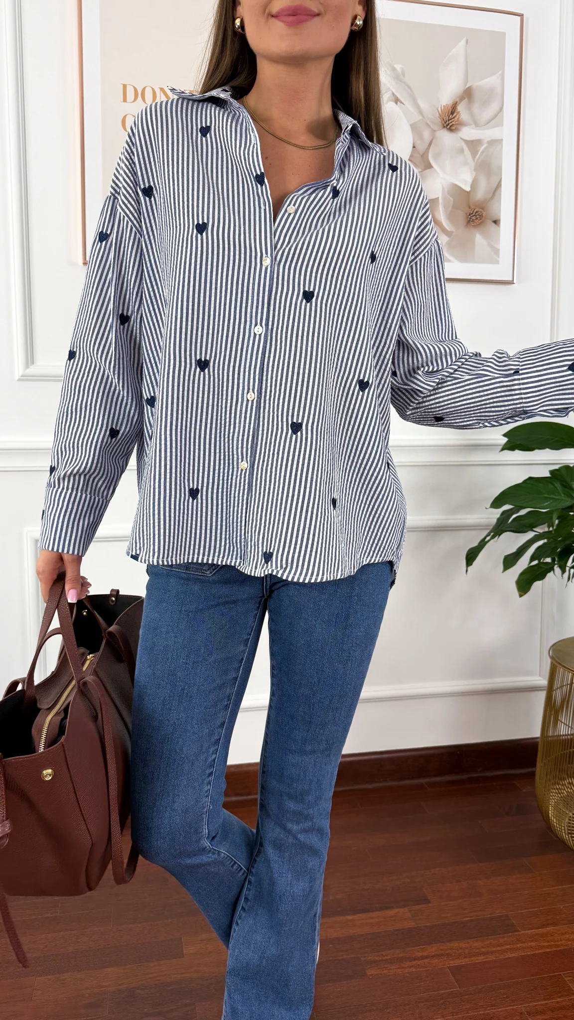 Bawełniana koszula Linda granatowe serce