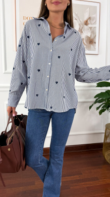 Bawełniana koszula Linda granatowe serce