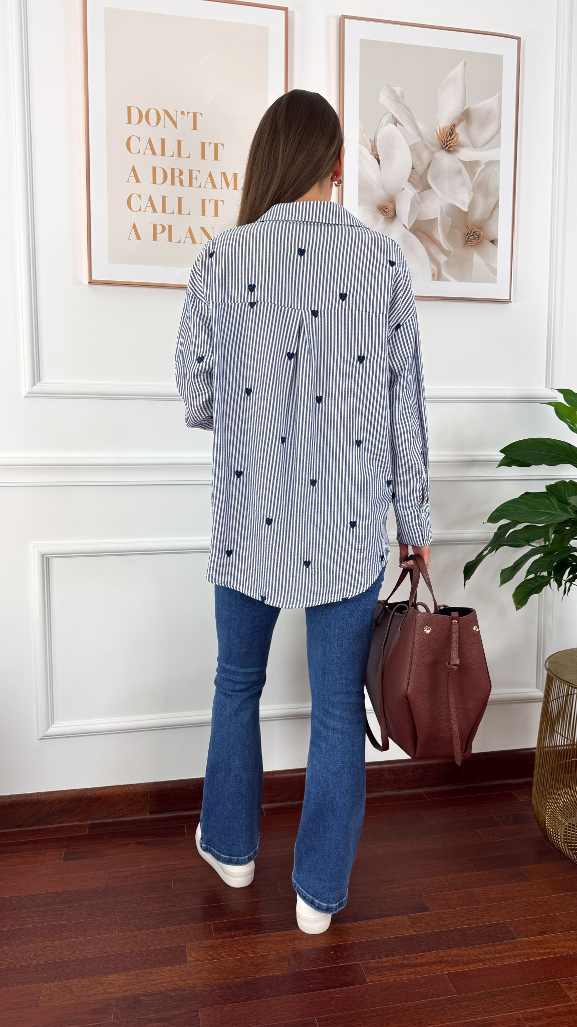 Bawełniana koszula Linda granatowe serce