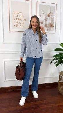 Bawełniana koszula Linda granatowe serce