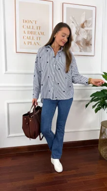 Bawełniana koszula Linda granatowe serce