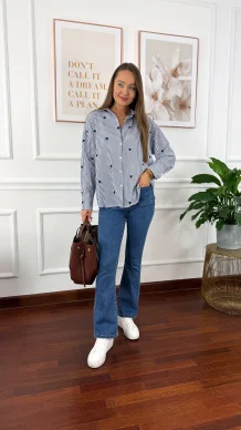 Bawełniana koszula Linda granatowe serce