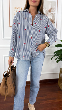 Bawełniana koszula Linda czerwone serce