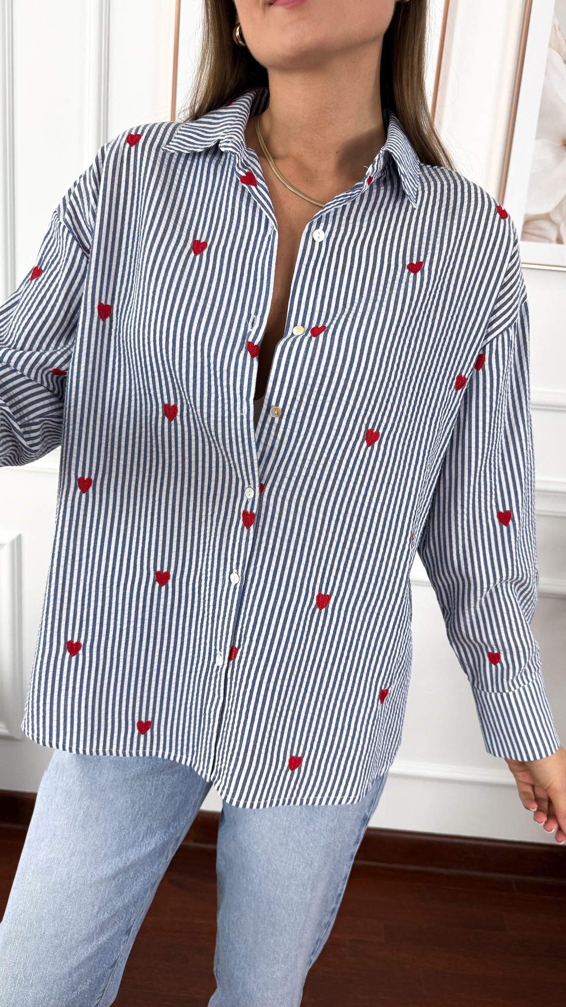 Bawełniana koszula Linda czerwone serce