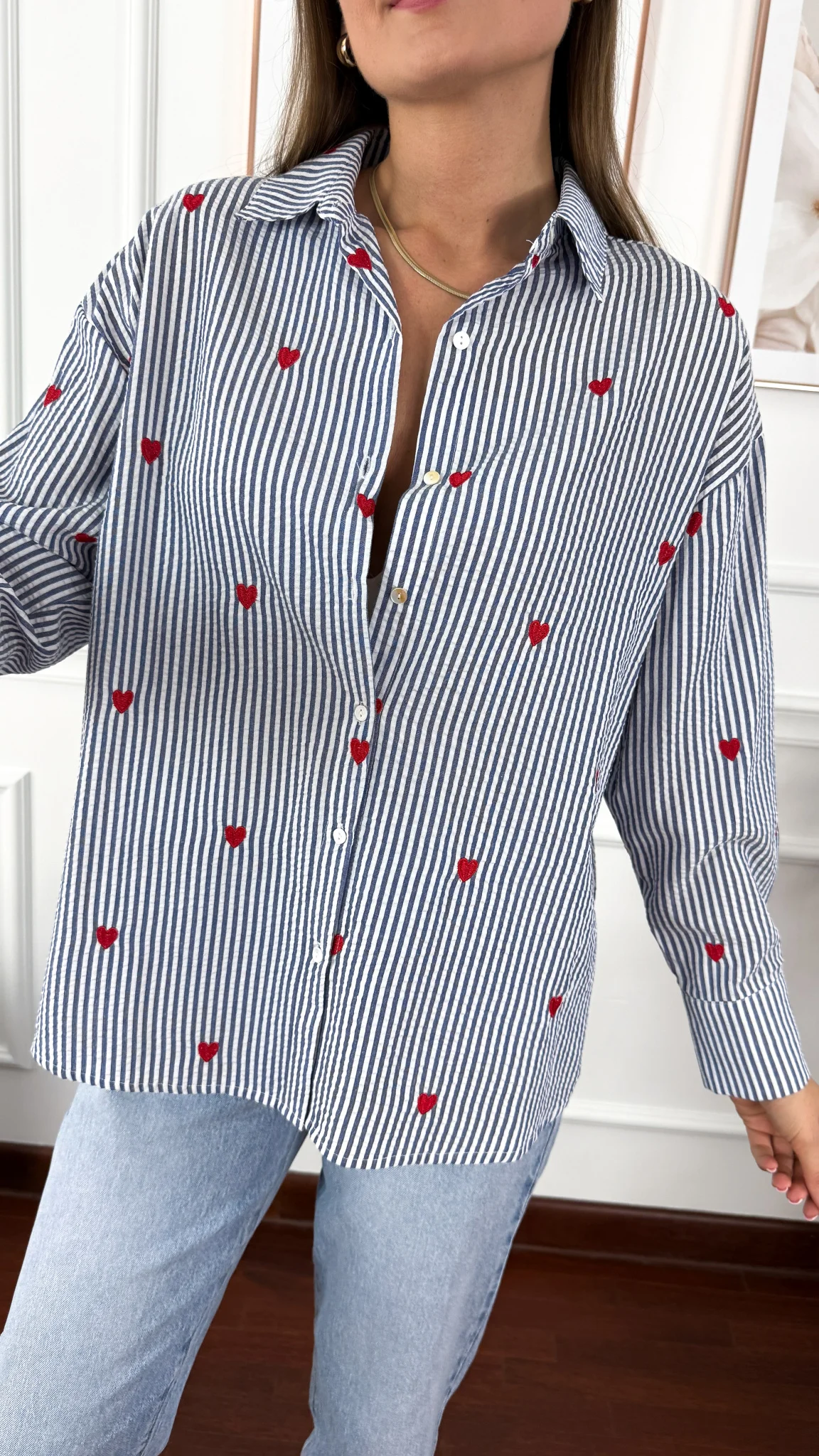 Bawełniana koszula Linda czerwone serce