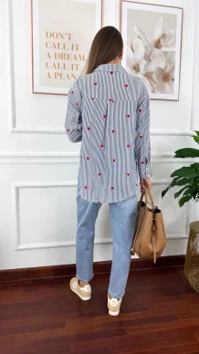 Bawełniana koszula Linda czerwone serce