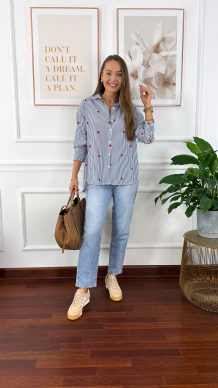 Bawełniana koszula Linda czerwone serce