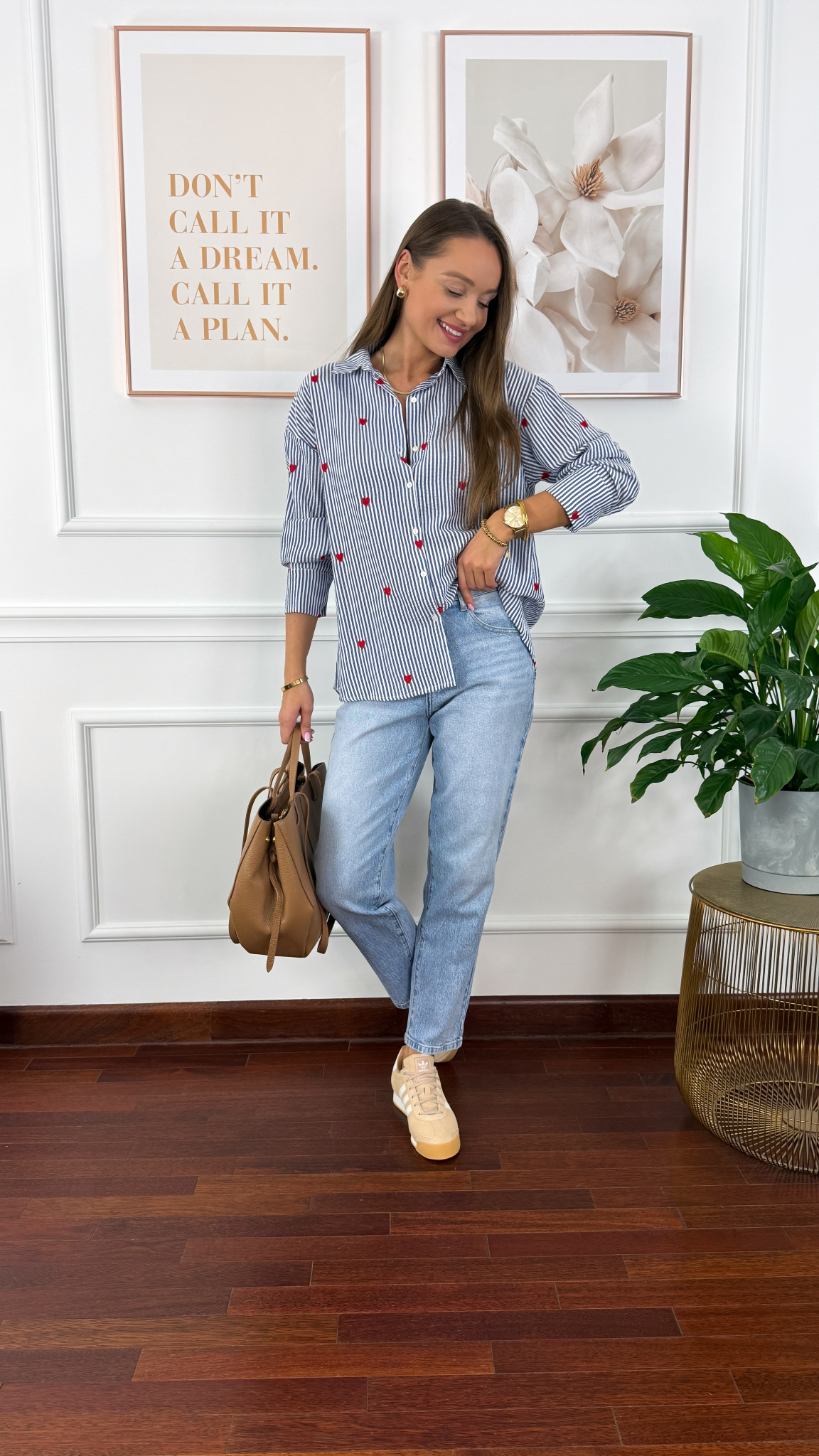 Bawełniana koszula Linda czerwone serce