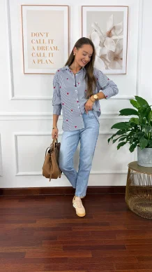 Bawełniana koszula Linda czerwone serce