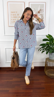 Bawełniana koszula Linda czerwone serce