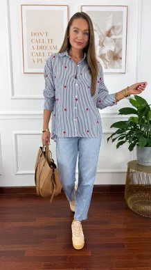 Bawełniana koszula Linda czerwone serce