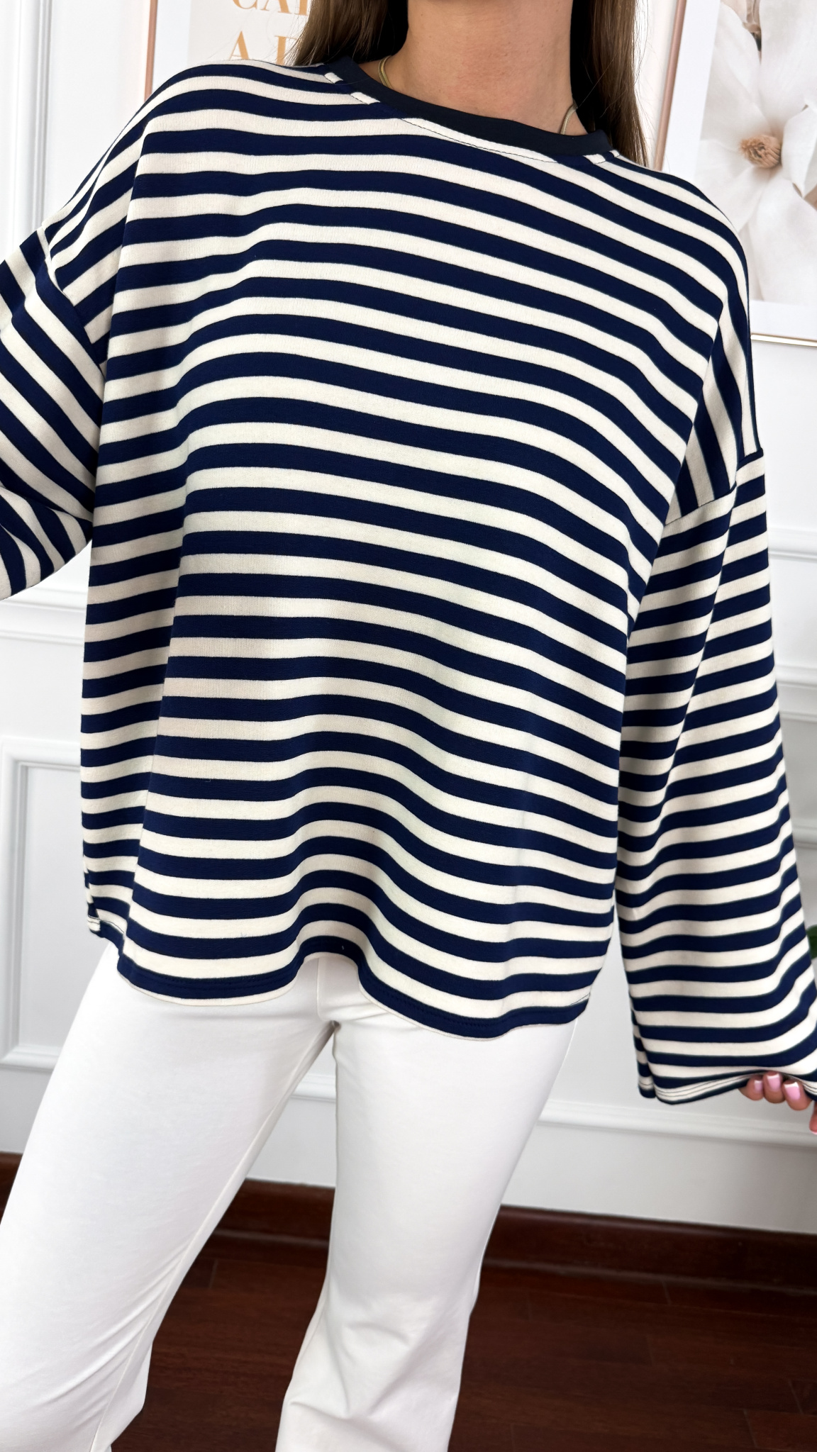 Bawełniana bluza Briva granatowa-ecru