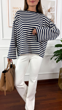 Bawełniana bluza Briva granatowa-ecru