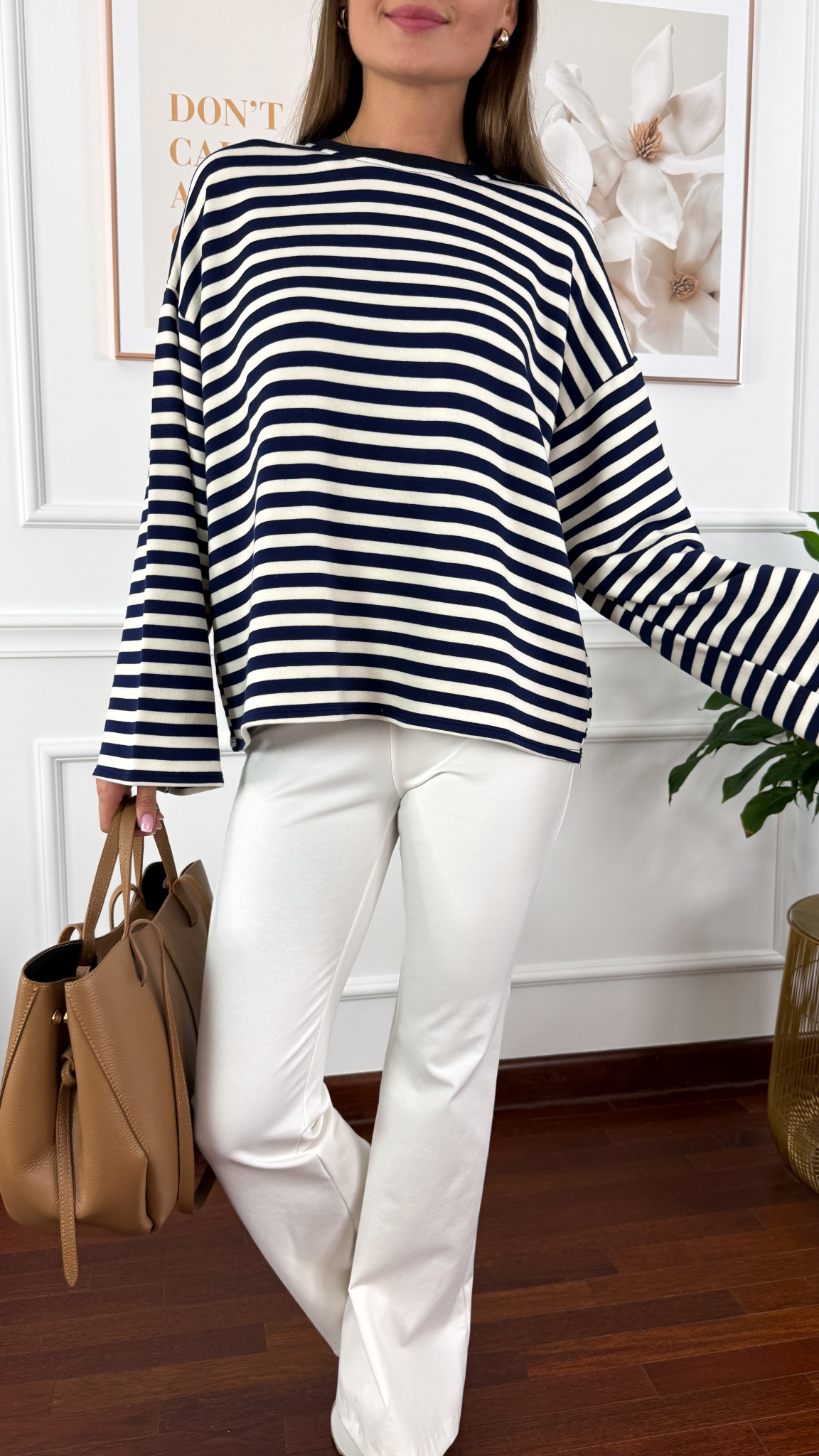 Bawełniana bluza Briva granatowa-ecru