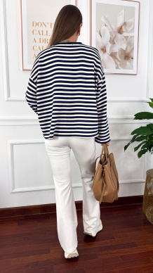 Bawełniana bluza Briva granatowa-ecru