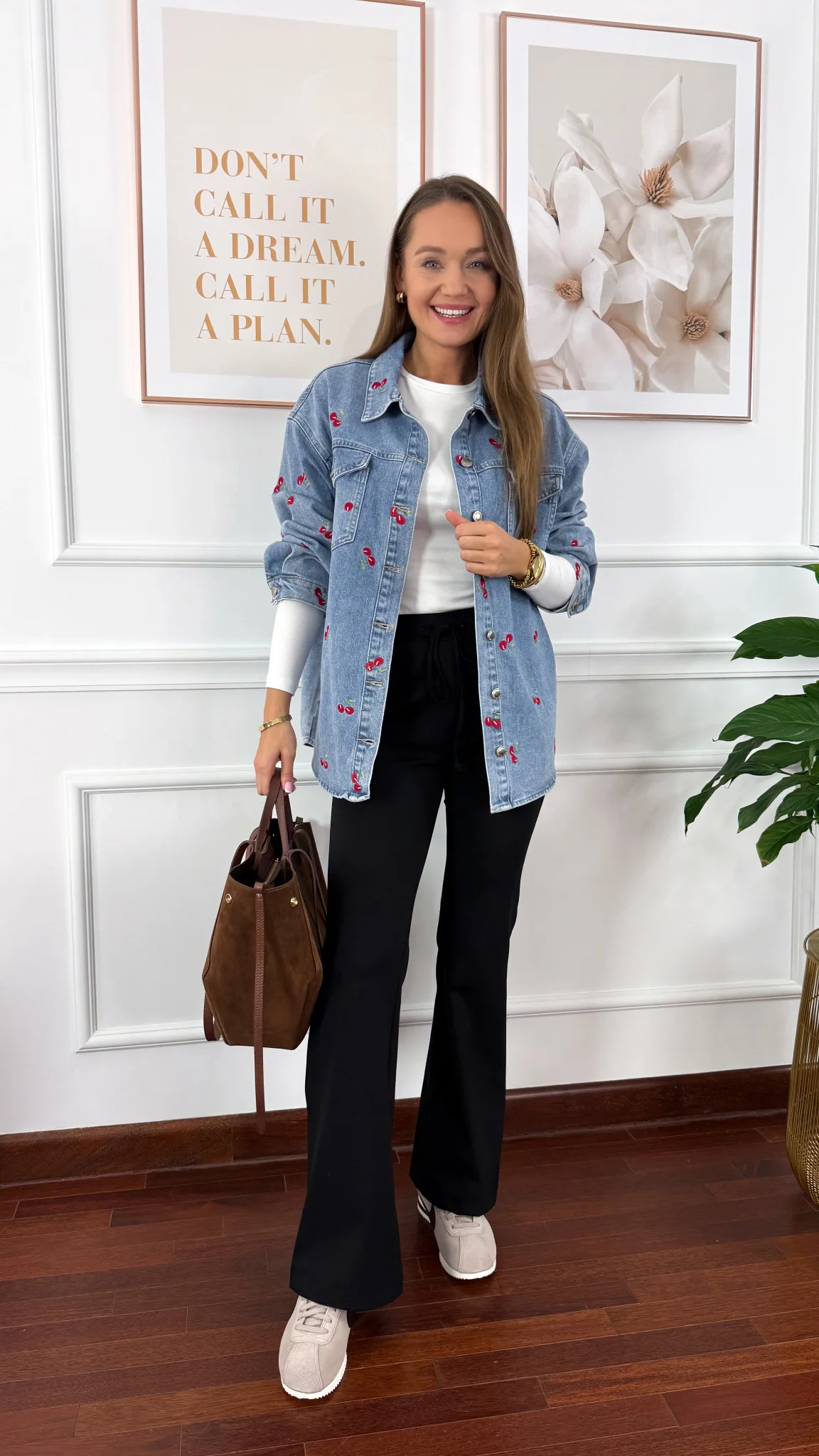 Bawełniane spodnie Olivia czarne