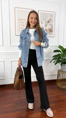 Bawełniane spodnie Olivia czarne