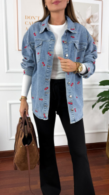 Koszula Cherry denim w wiśnie