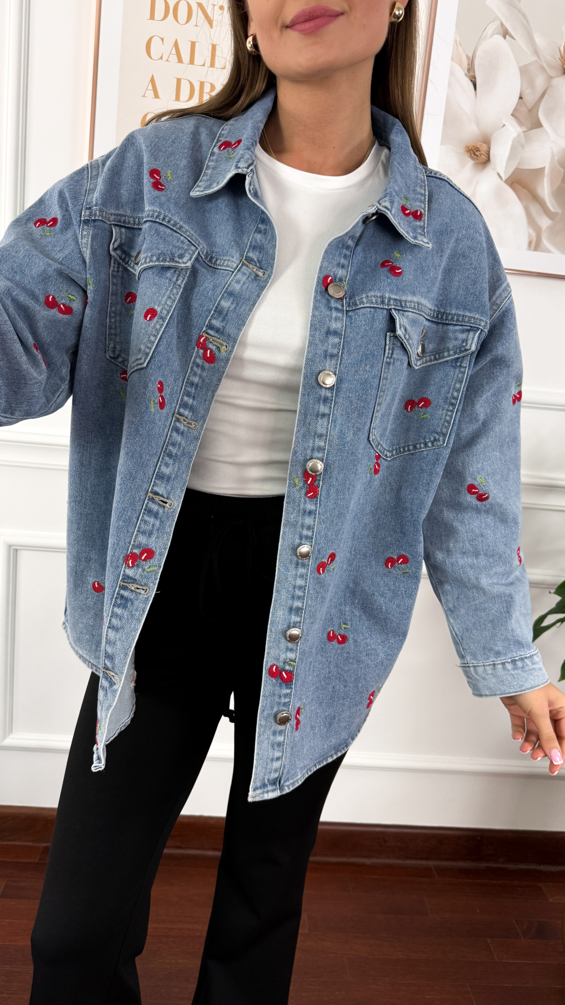 Koszula Cherry denim w wiśnie