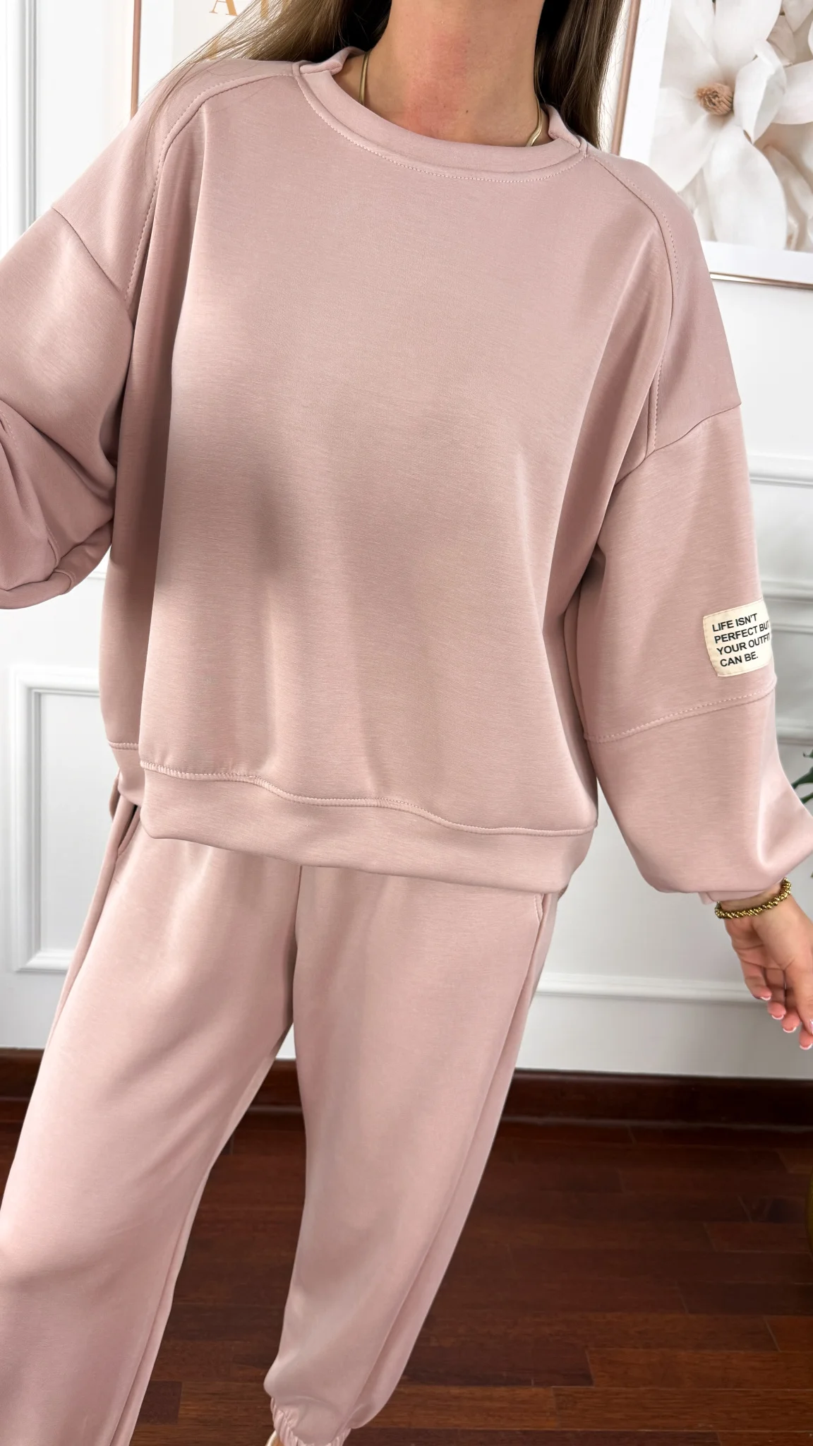 Wiskozowy komplet dresowy Tilda pudrowy róż