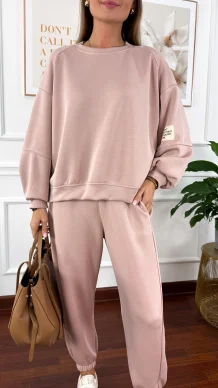 Wiskozowy komplet dresowy Tilda pudrowy róż