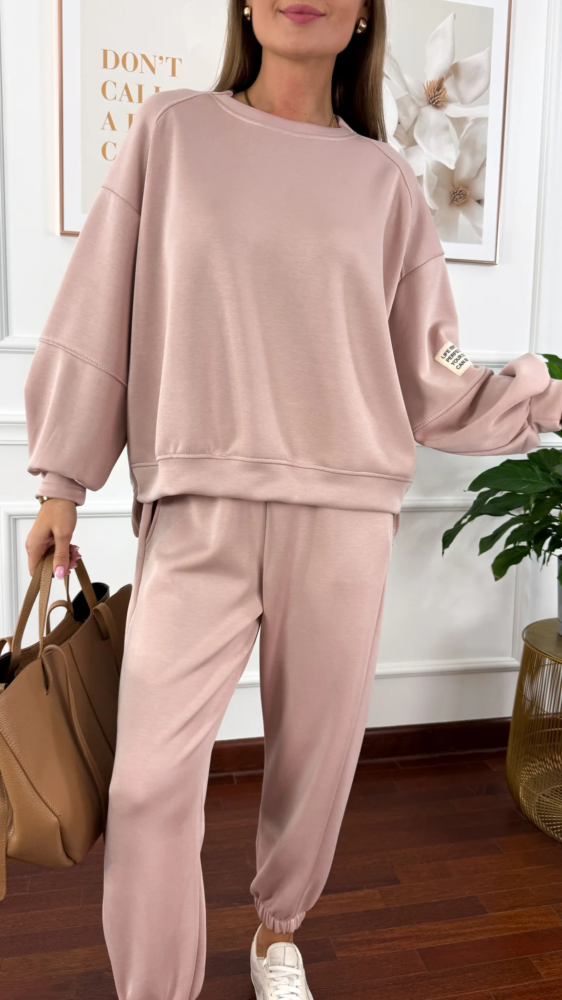 Wiskozowy komplet dresowy Tilda pudrowy róż