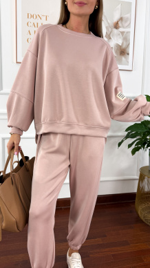 Wiskozowy komplet dresowy Tilda pudrowy róż