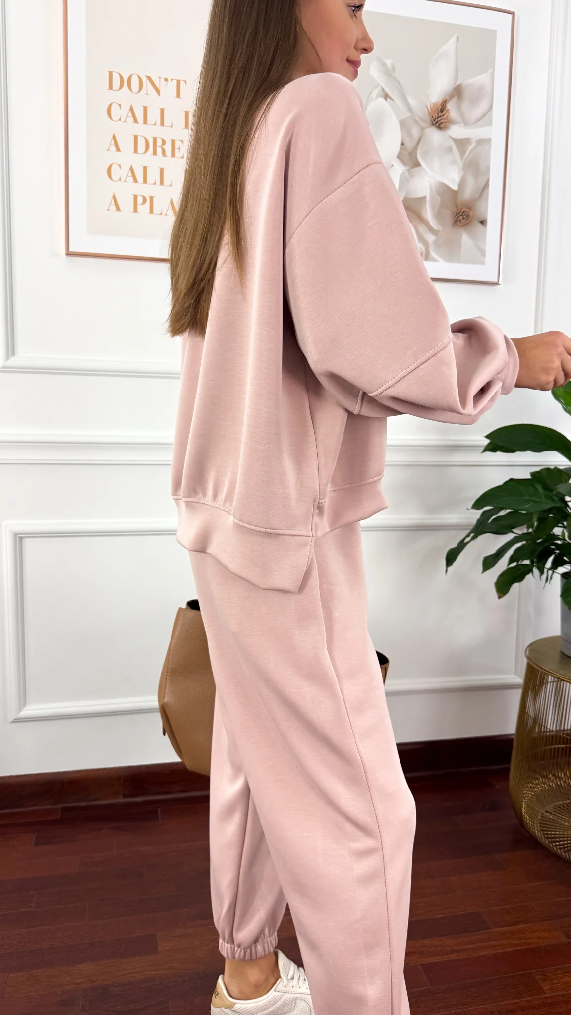 Wiskozowy komplet dresowy Tilda pudrowy róż
