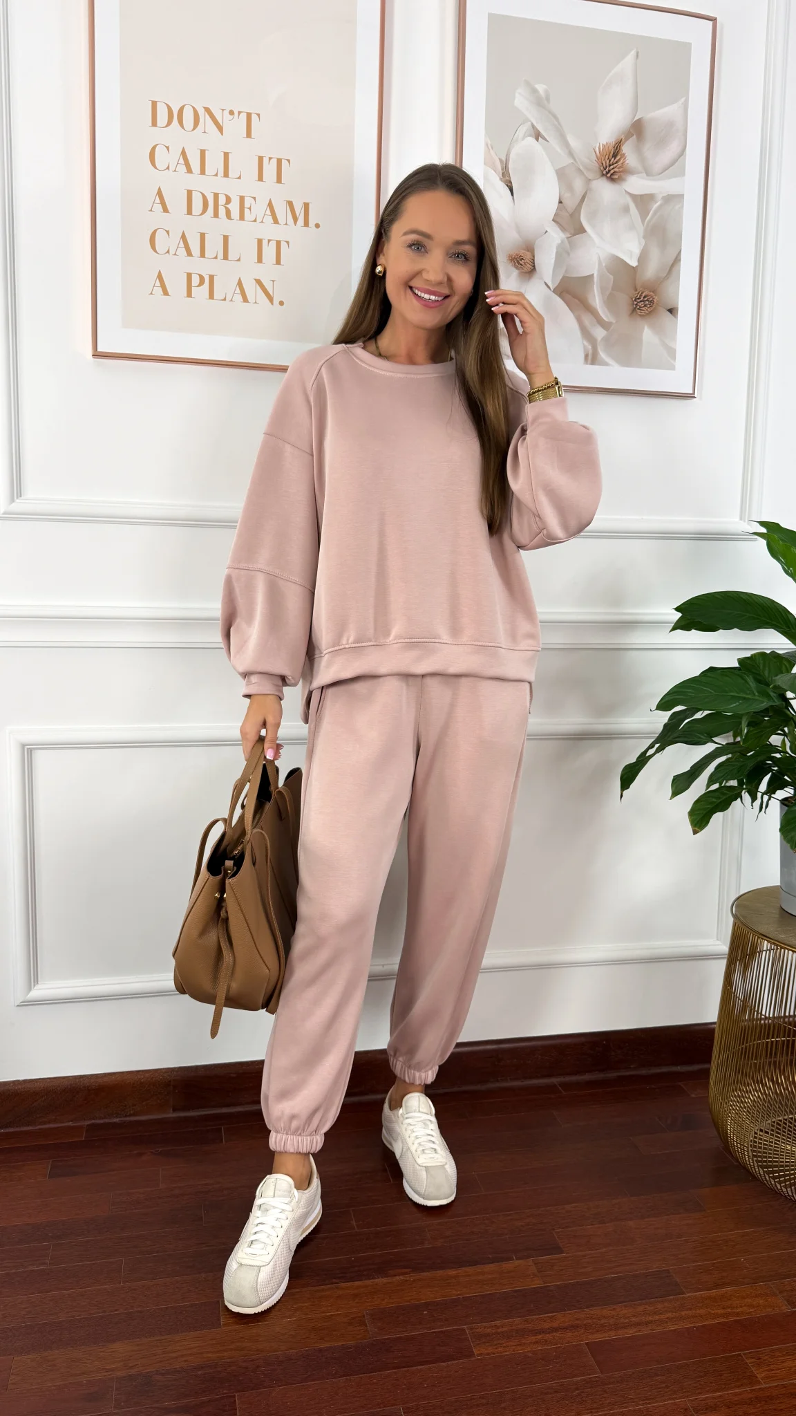 Wiskozowy komplet dresowy Tilda pudrowy róż