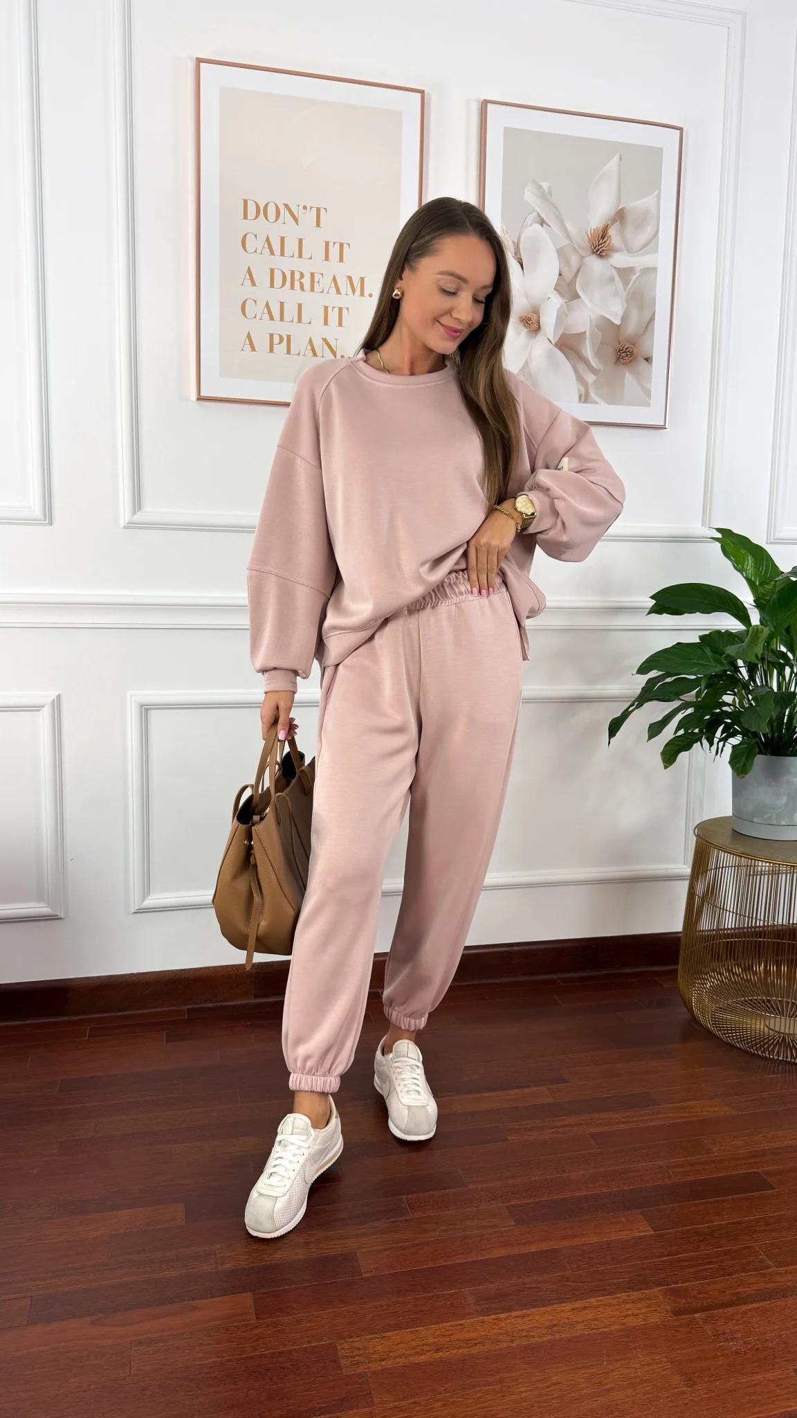 Wiskozowy komplet dresowy Tilda pudrowy róż