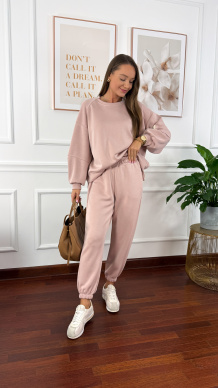 Wiskozowy komplet dresowy Tilda pudrowy róż