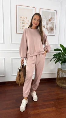 Wiskozowy komplet dresowy Tilda pudrowy róż