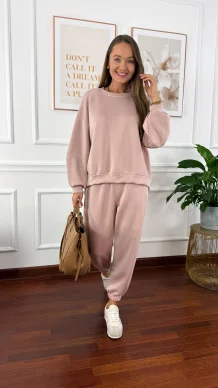 Wiskozowy komplet dresowy Tilda pudrowy róż