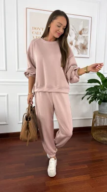 Wiskozowy komplet dresowy Tilda pudrowy róż