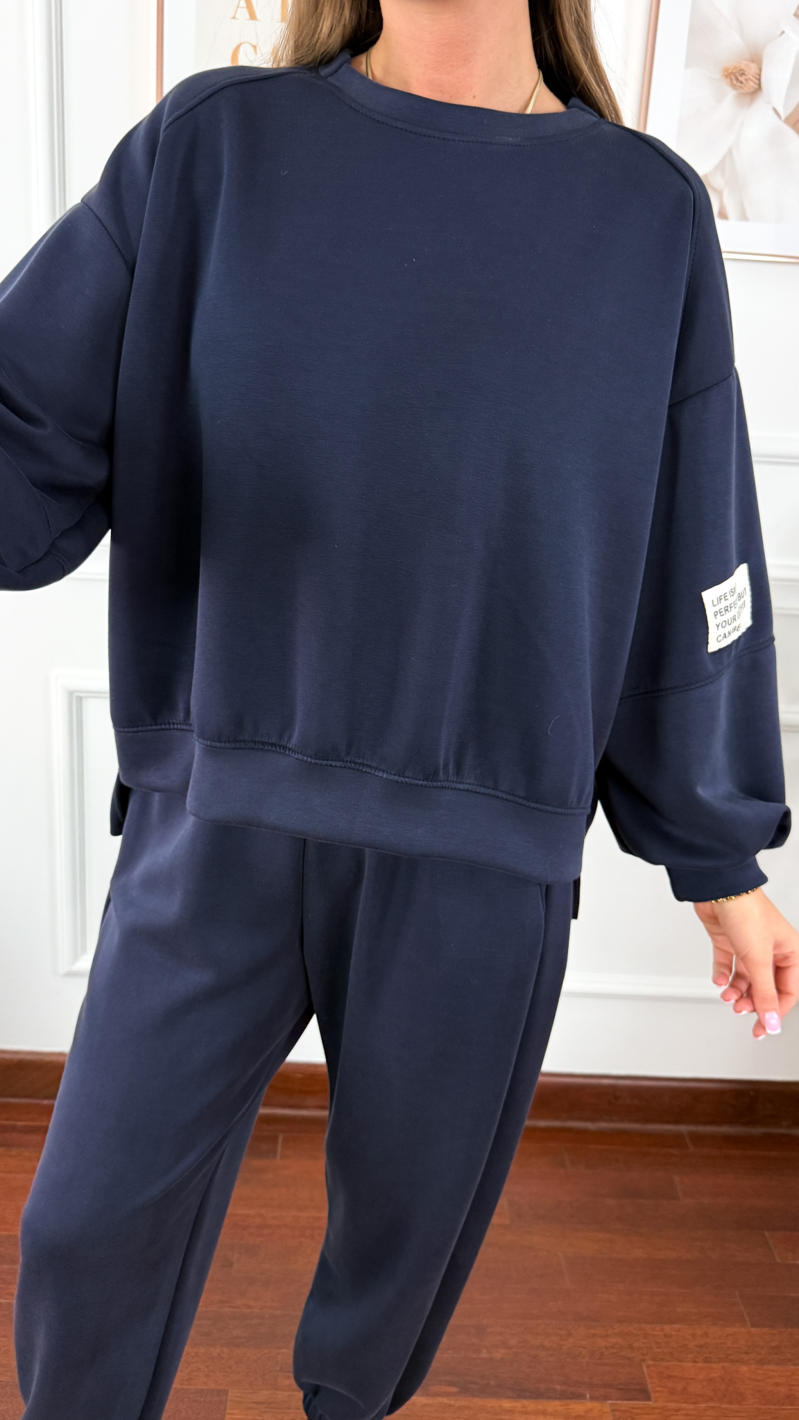 Wiskozowy komplet dresowy Tilda granatowy