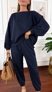 Wiskozowy komplet dresowy Tilda granatowy