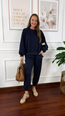 Wiskozowy komplet dresowy Tilda granatowy