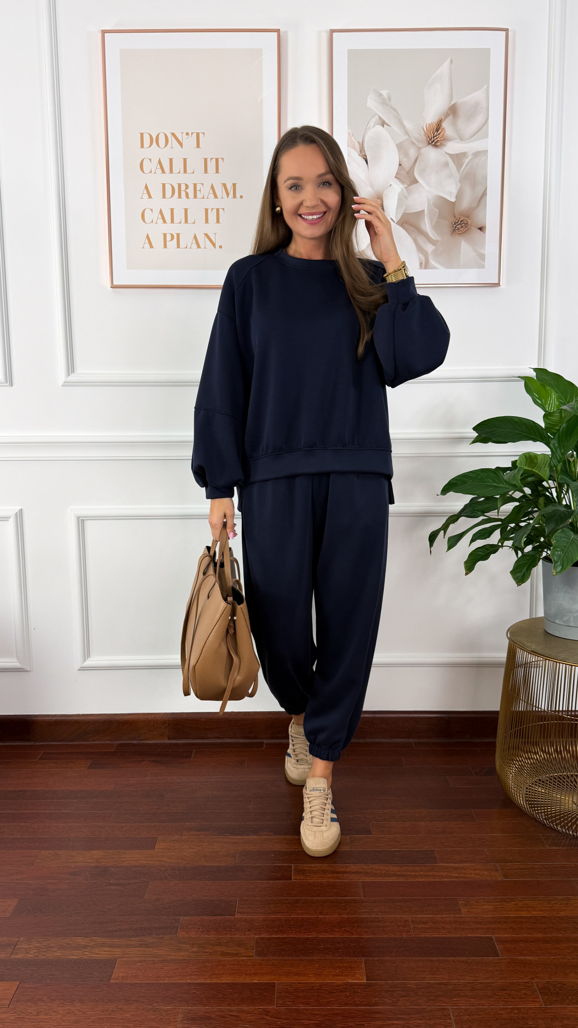 Wiskozowy komplet dresowy Tilda granatowy