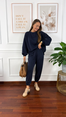 Wiskozowy komplet dresowy Tilda granatowy