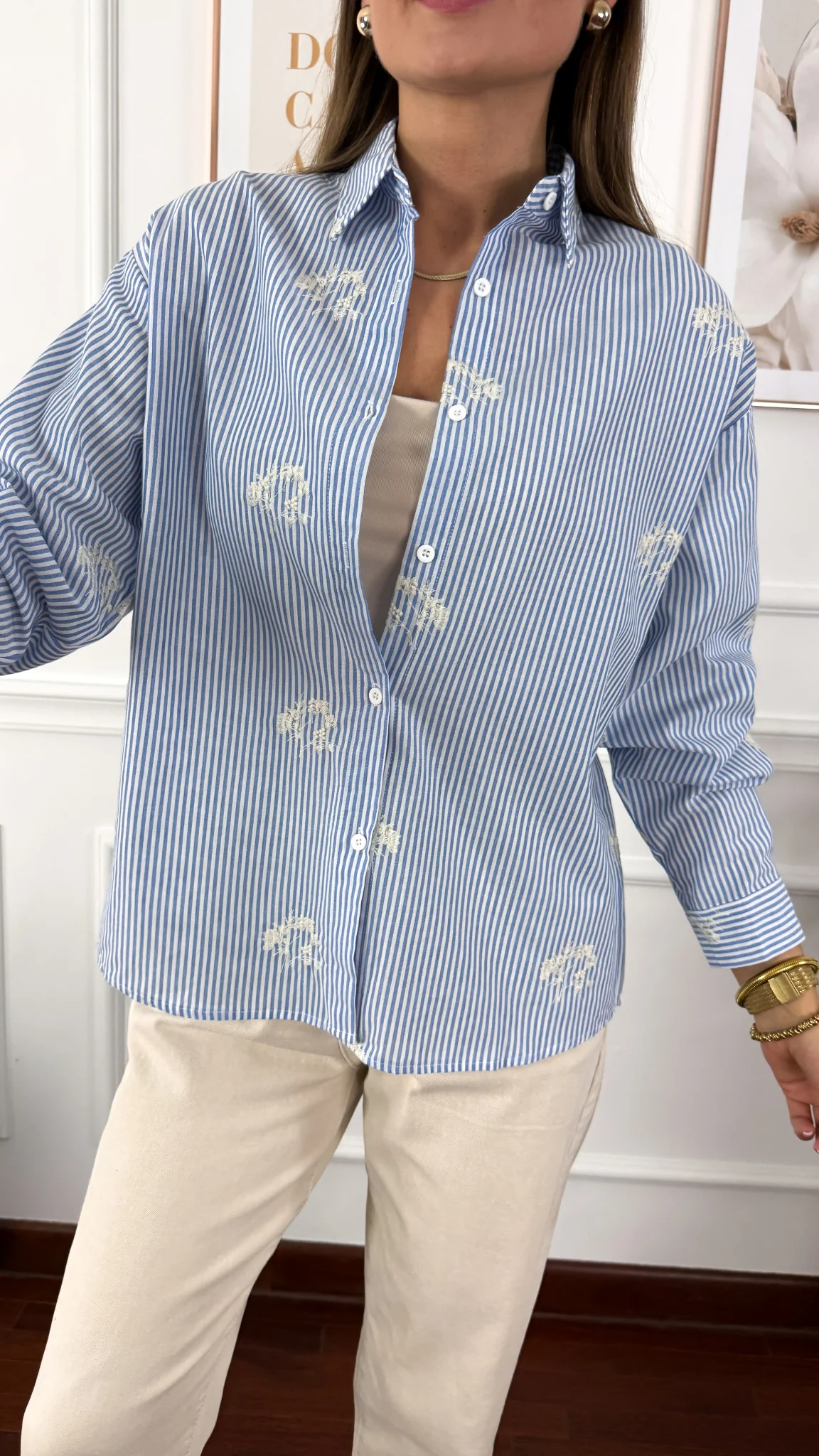 Bawełniana koszula Stella błekitna w paski