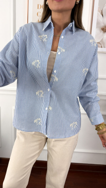 Bawełniana koszula Stella błekitna w paski