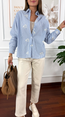 Bawełniana koszula Stella błekitna w paski