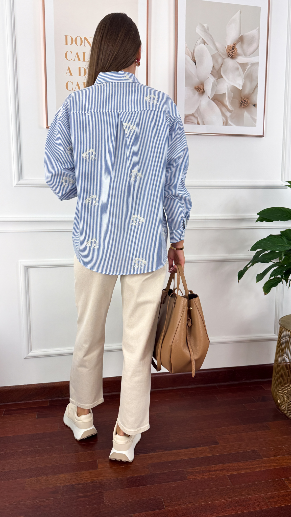 Bawełniana koszula Stella błekitna w paski