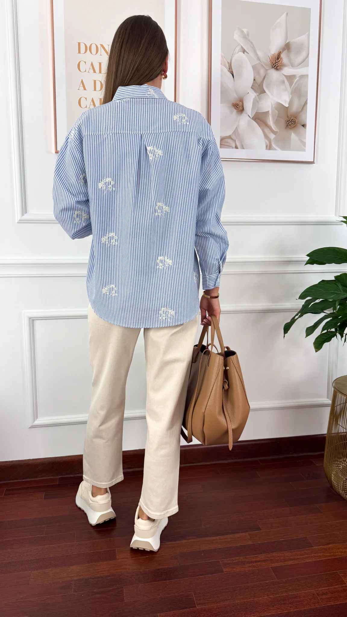 Bawełniana koszula Stella błekitna w paski