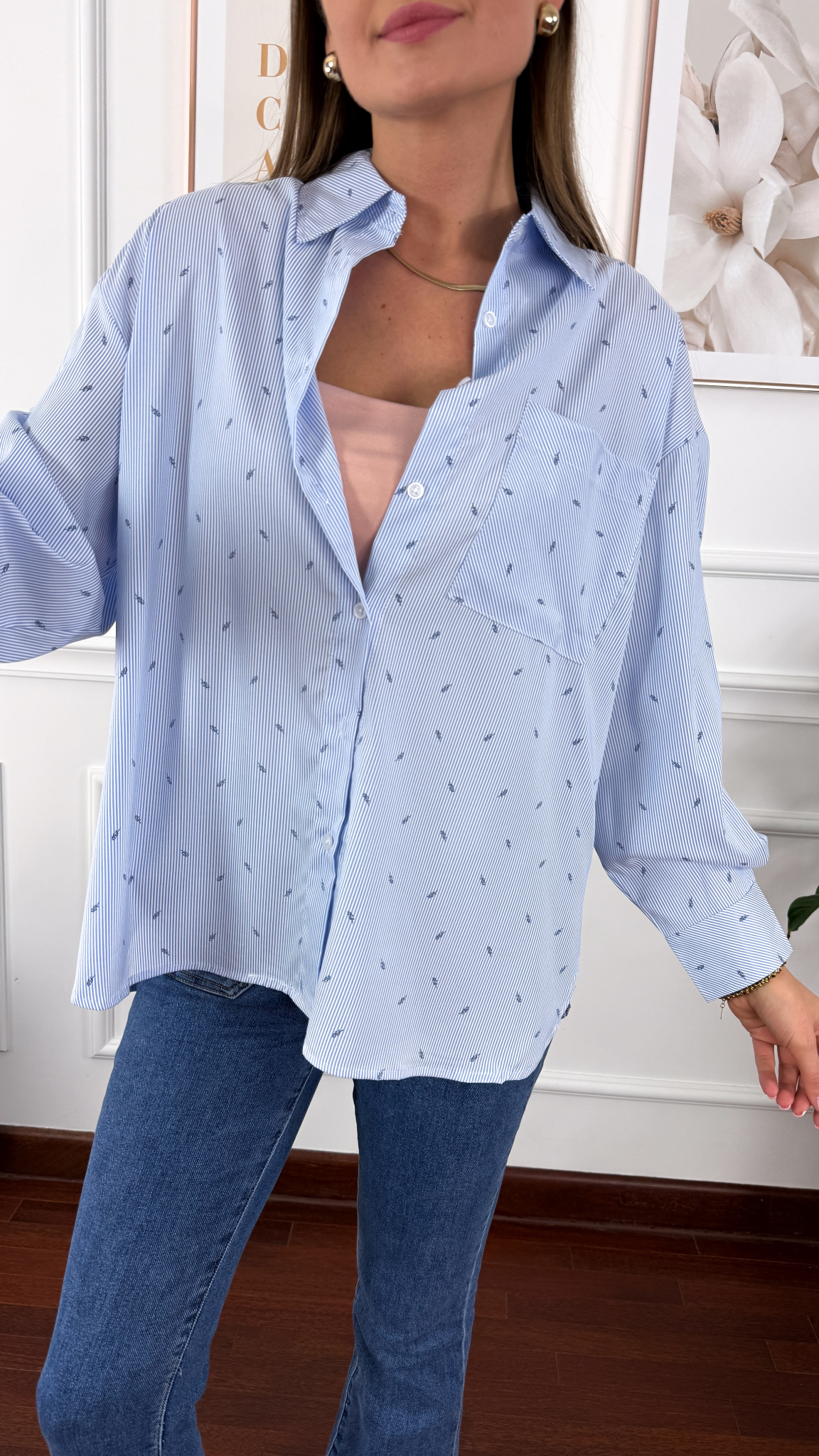 Bawełniana koszula Haris błękitna w paski